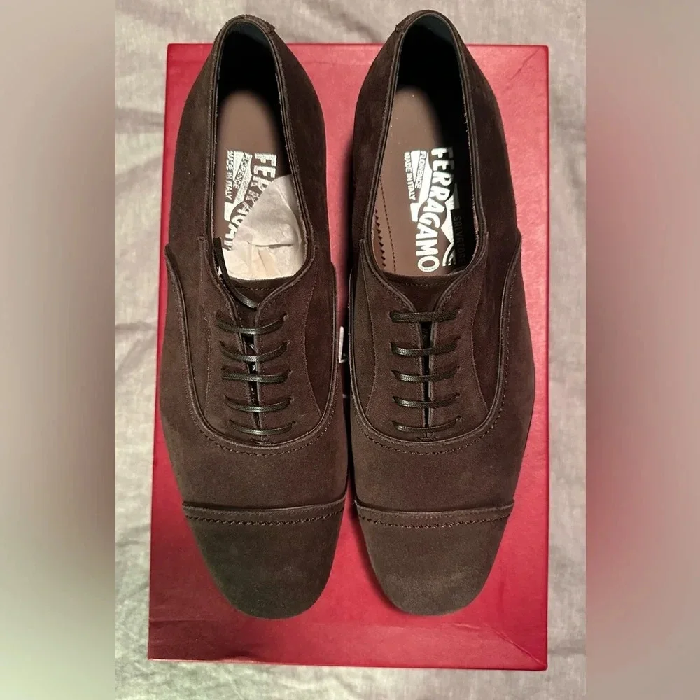 NIB Salvatore Ferragamo SEUL Cap Toe Oxfords Brown Size 6.5